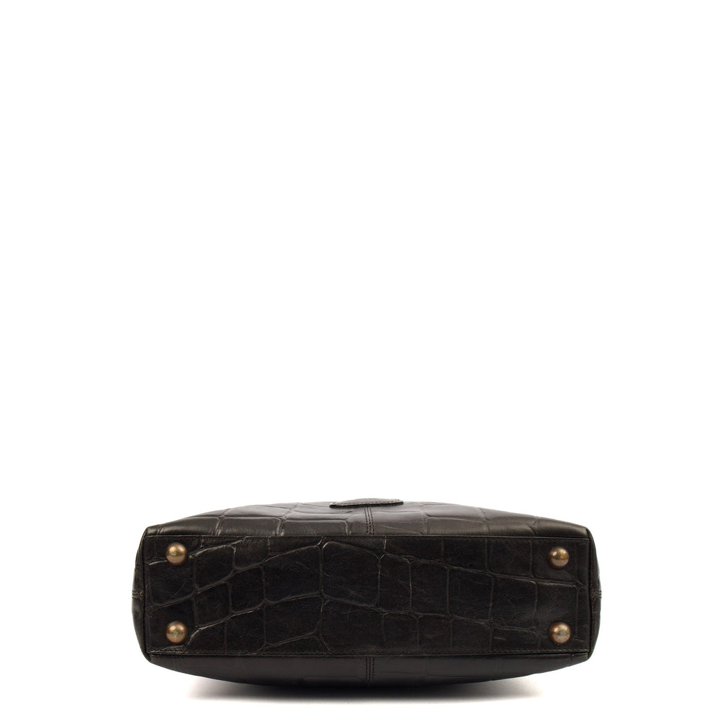 Mulberry Tote Vintage Shoulder Bag in Black, Exotic Effect Leather — Alternate View 11