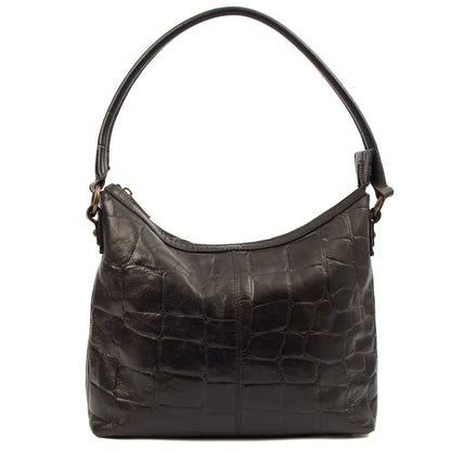 Mulberry Tote Vintage Shoulder Bag in Black, Exotic Effect Leather — Top View