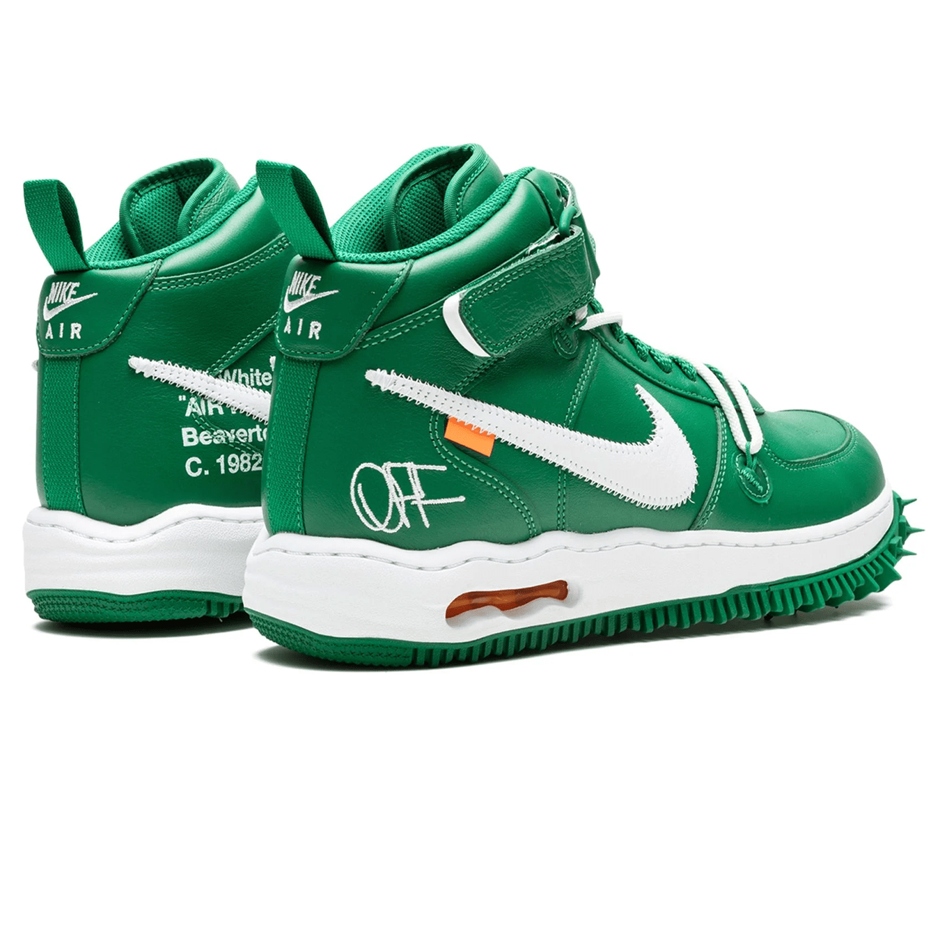 Off-White x Nike Air Force 1 Mid 'Pine Green' — UK 3 | EU 35.5 | US 3.5 — Side View