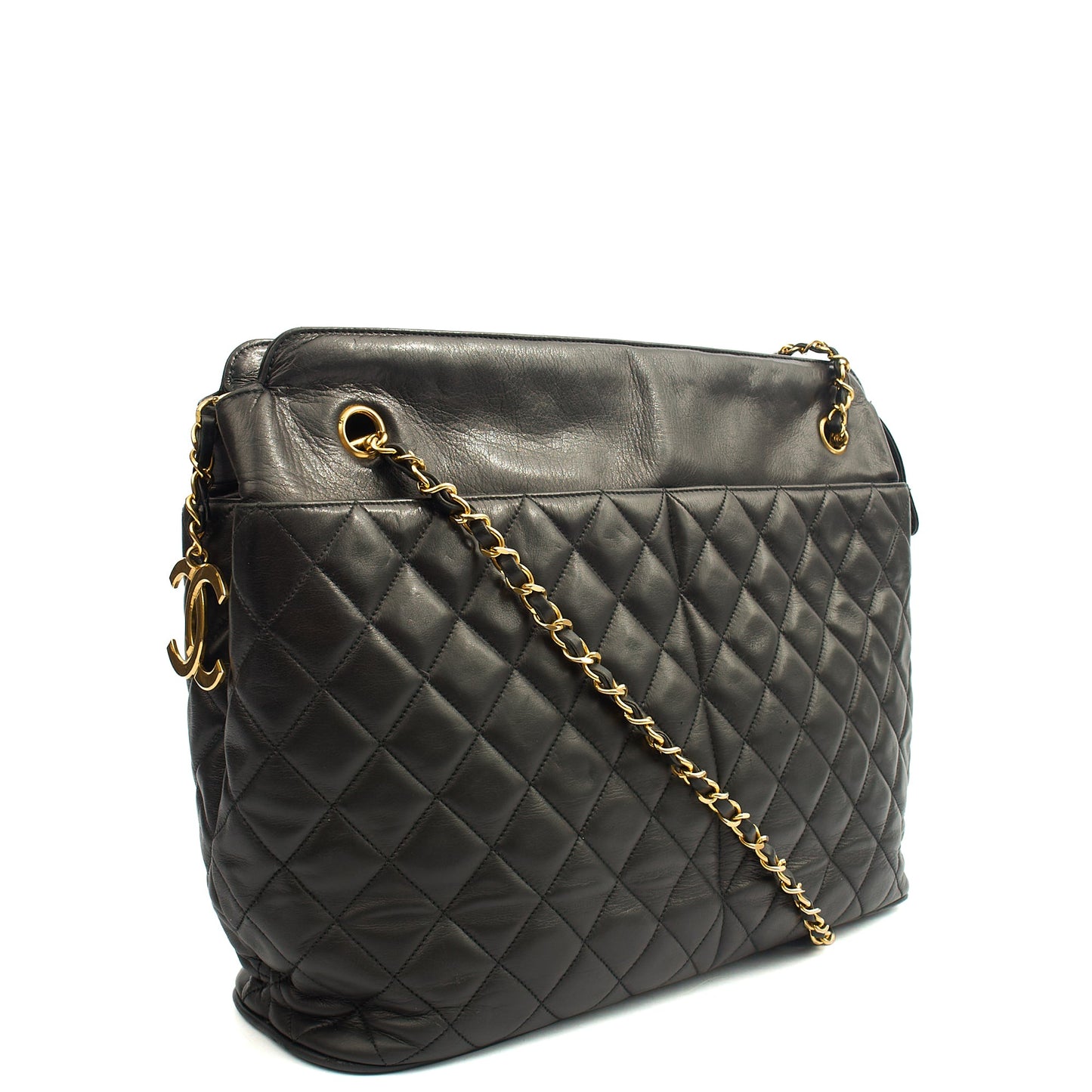 Chanel Tote Vintage Tote in Black, Lambskin Leather — Alternate View 11
