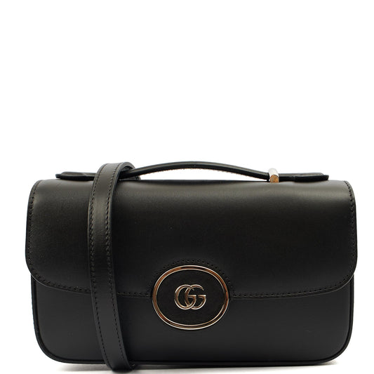 Gucci Cross Body Petite GG Shoulder Bag - Mini in Black, Leather — Front View