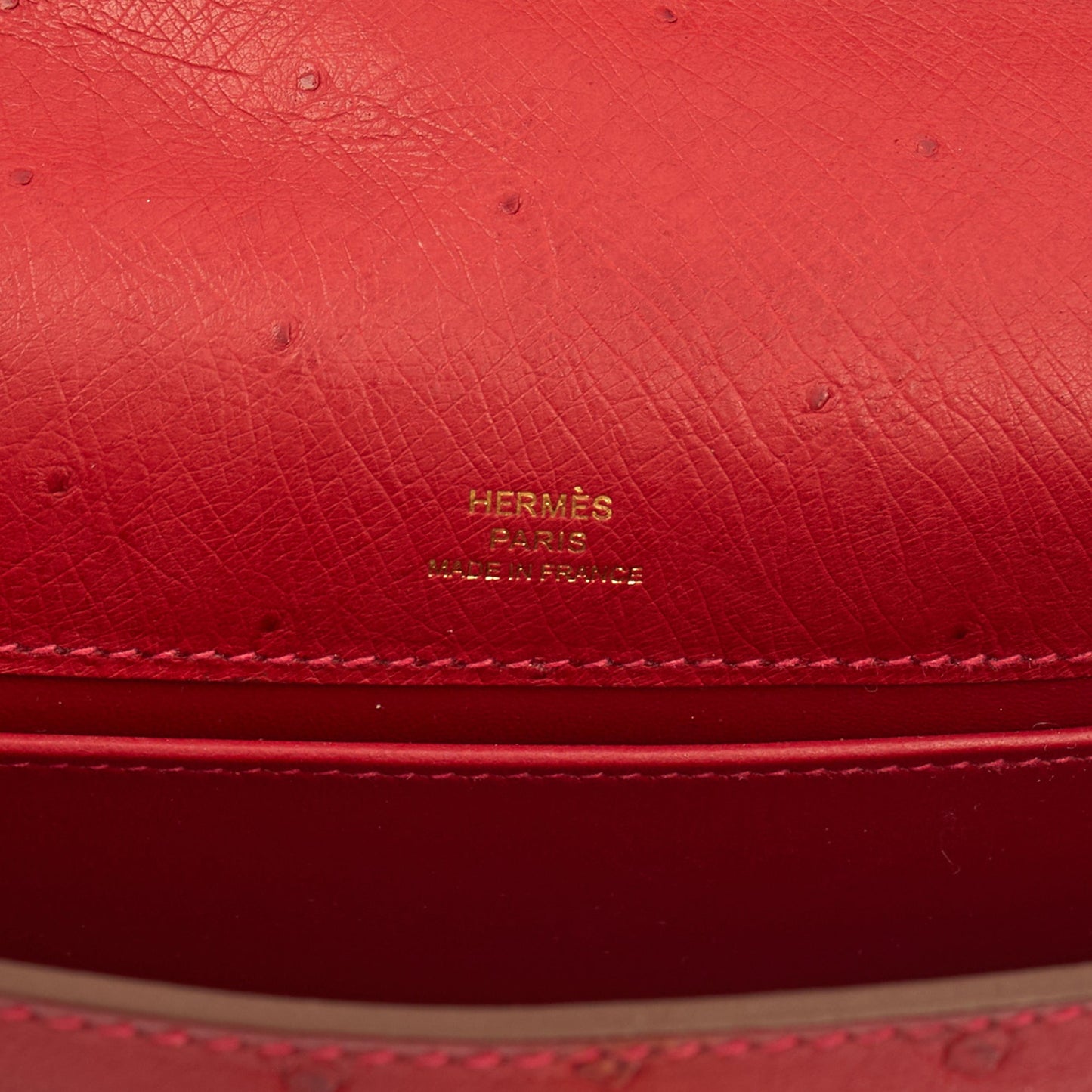 Hermes Mini Bag Kelly Pochette in Rouge Vif, Ostrich Leather — Alternate View 12