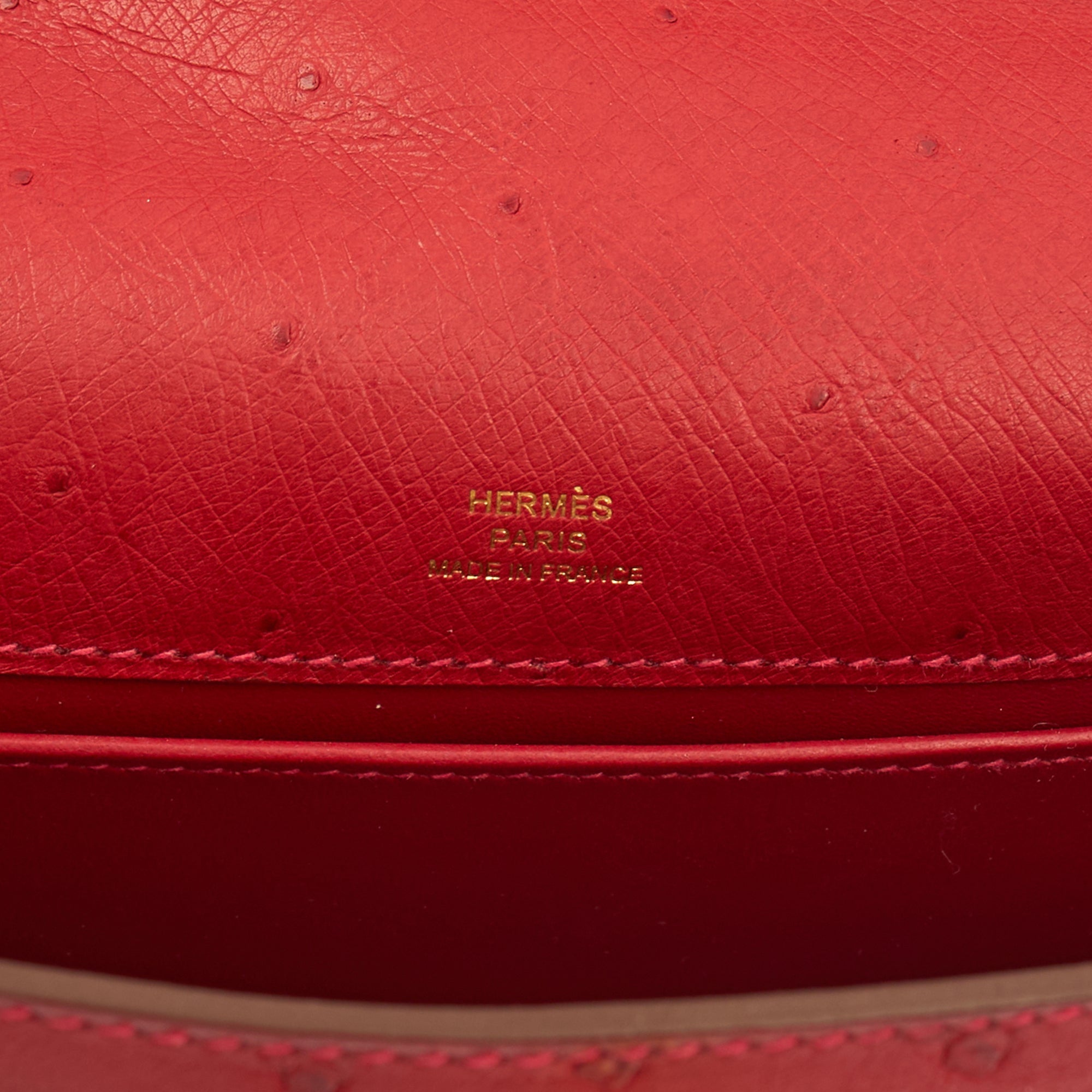 Hermes Mini Bag Kelly Pochette in Rouge Vif, Ostrich Leather — Alternate View 12