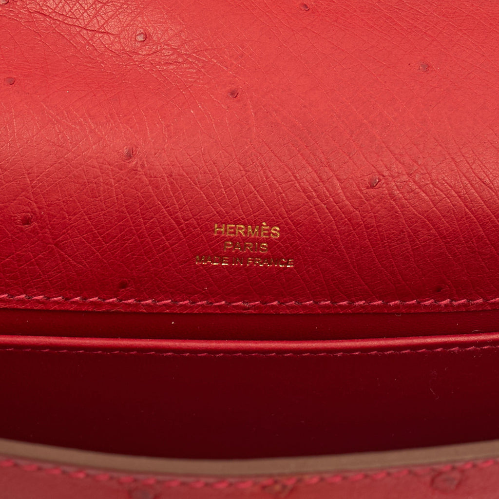 Hermes Mini Bag Kelly Pochette in Rouge Vif, Ostrich Leather — Alternate View 25