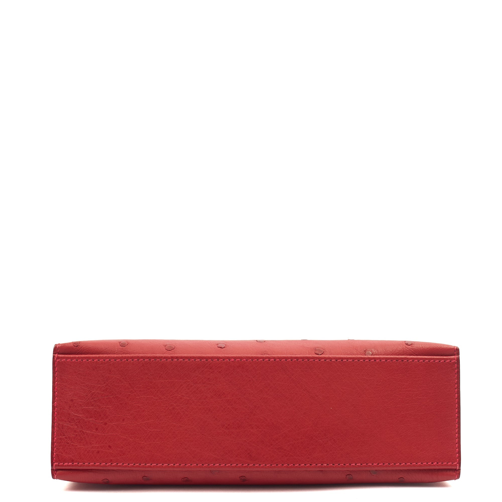 Hermes Mini Bag Kelly Pochette in Rouge Vif, Ostrich Leather — Top View