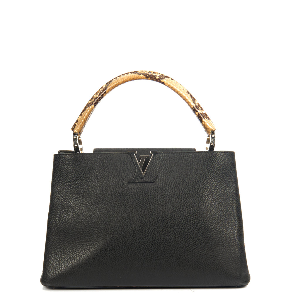 Louis Vuitton Capucines MM in Black, Leather — Front View