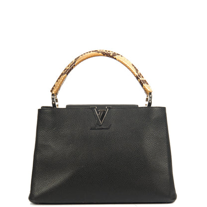 Louis Vuitton Capucines MM in Black, Leather — Front View