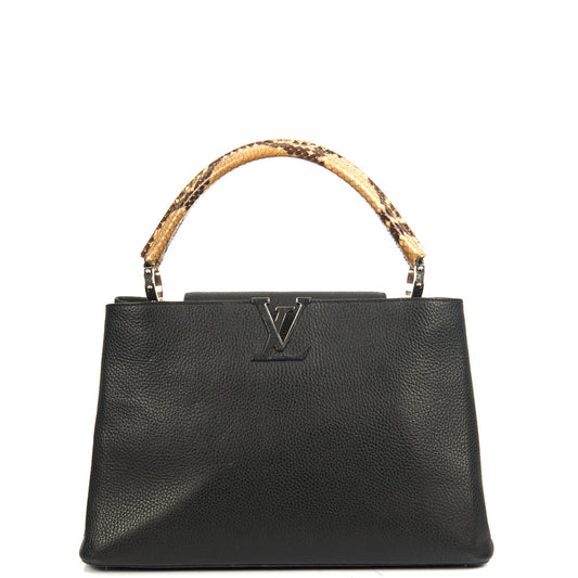 Louis Vuitton Capucines MM in Black, Leather — Front View