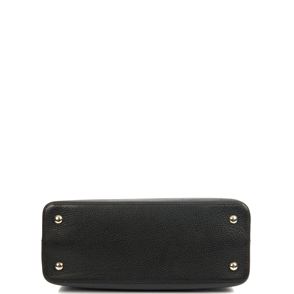 Louis Vuitton Capucines MM in Black, Leather — Detail View