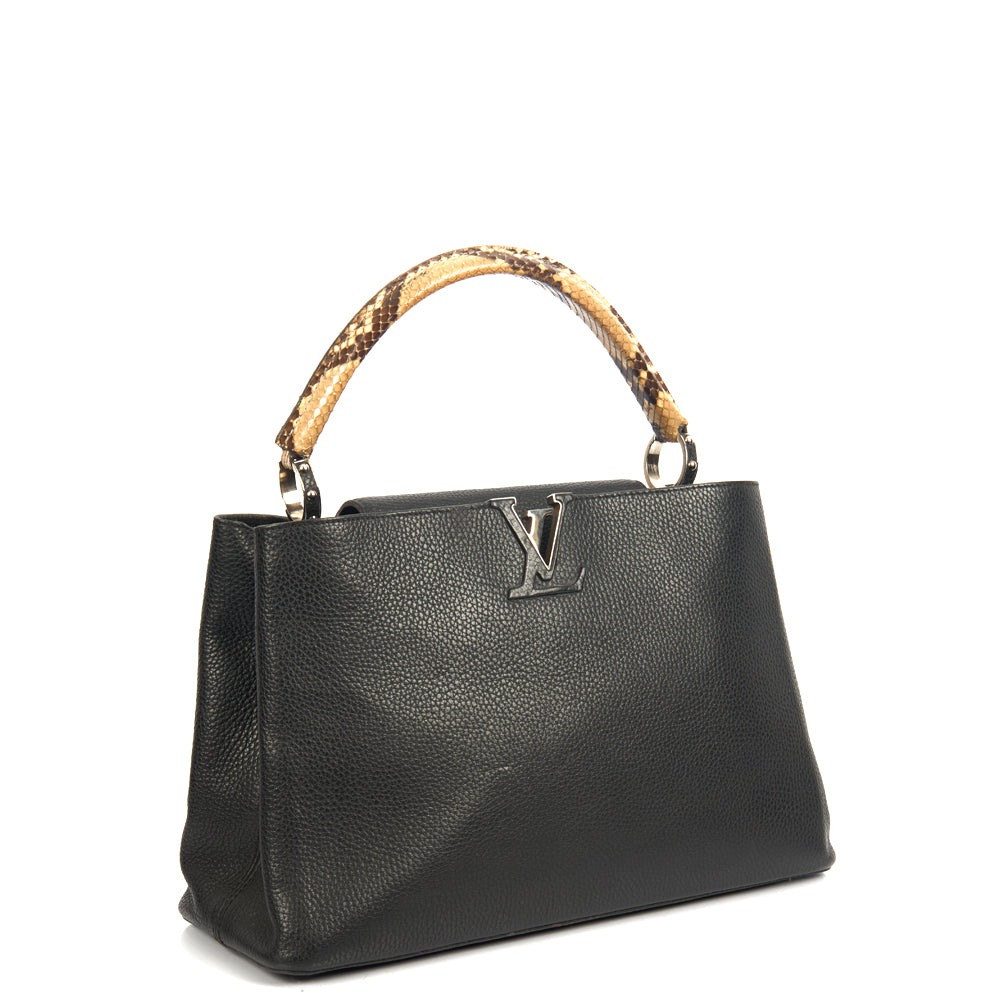 Louis Vuitton Capucines MM in Black, Leather — Side View
