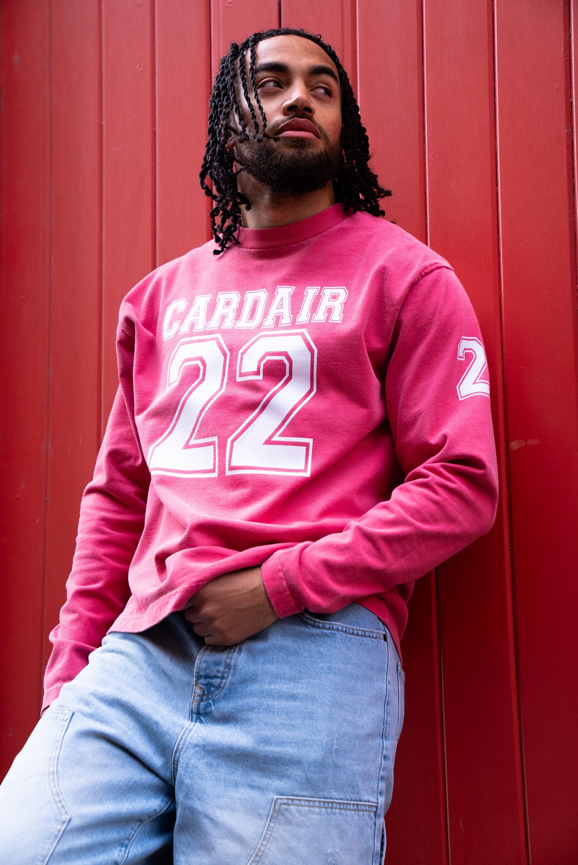 Cardair Varsity Long Sleeve T Shirt - Red — S — Back View