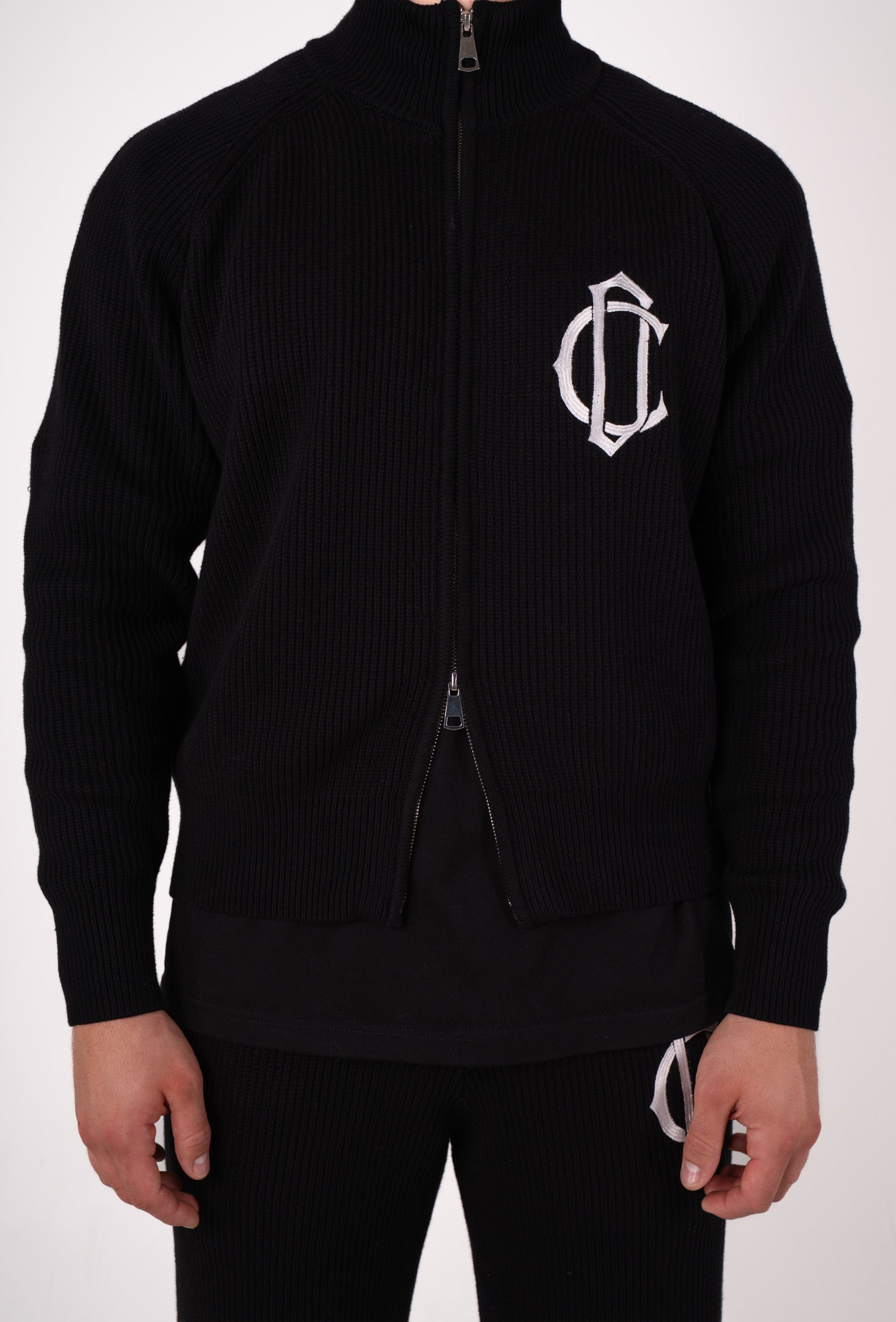 Cardair CD Emblem Knit Track Top - Black — S — Top View