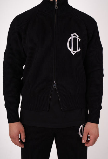 Cardair CD Emblem Knit Track Top - Black — S — Top View