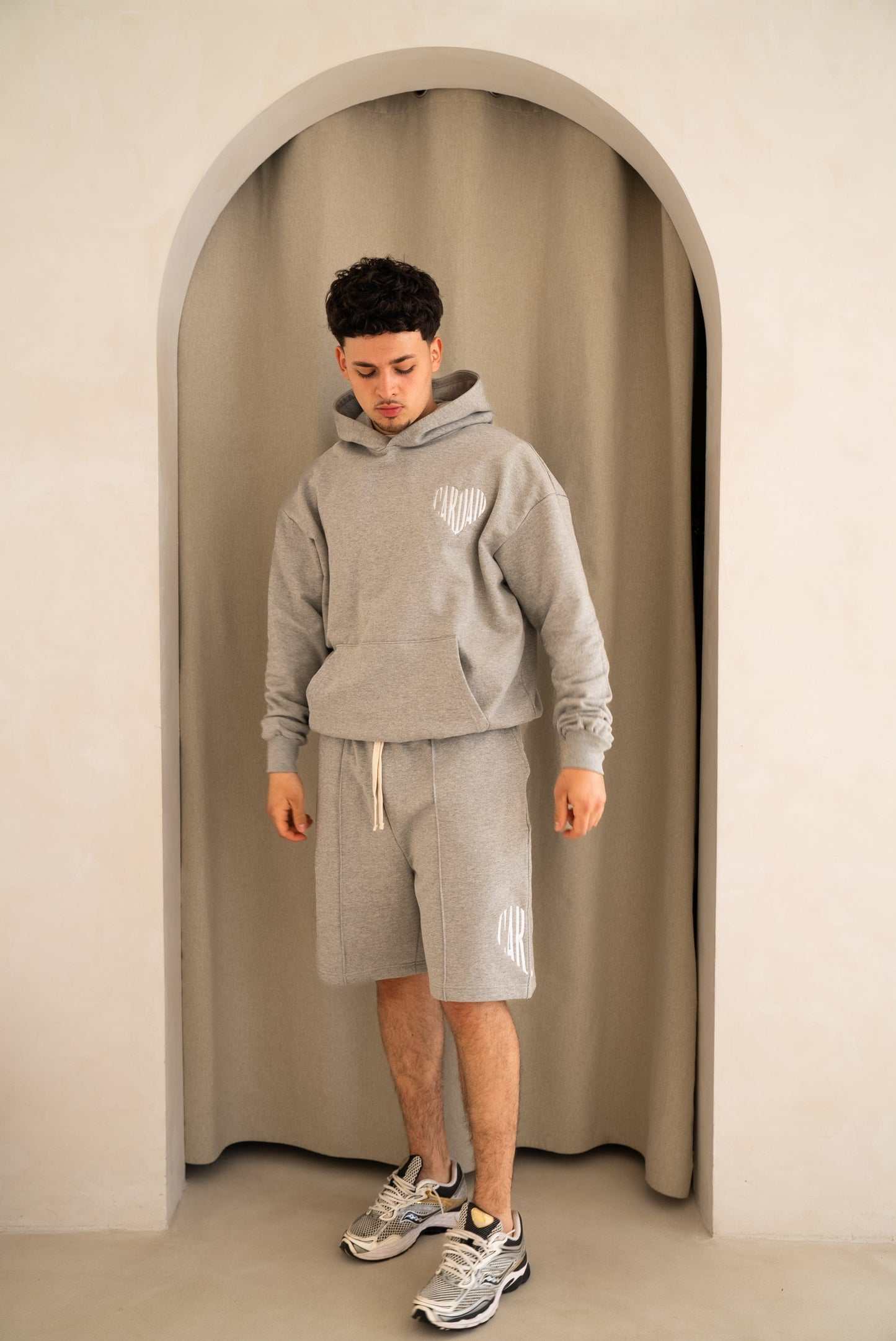 Cardair Embroidered Heart Hoodie - Grey — XS — Back View