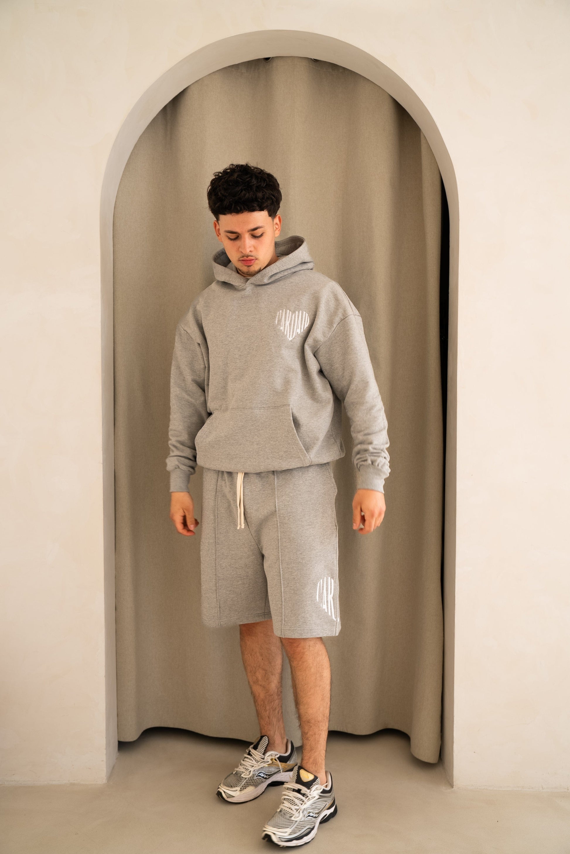 Cardair Embroidered Heart Hoodie - Grey — XS — Back View