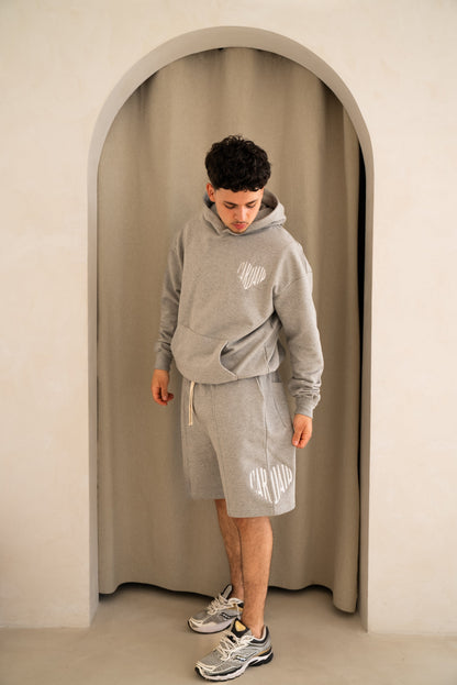 Cardair Embroidered Heart Shorts - Grey — XS — Back View