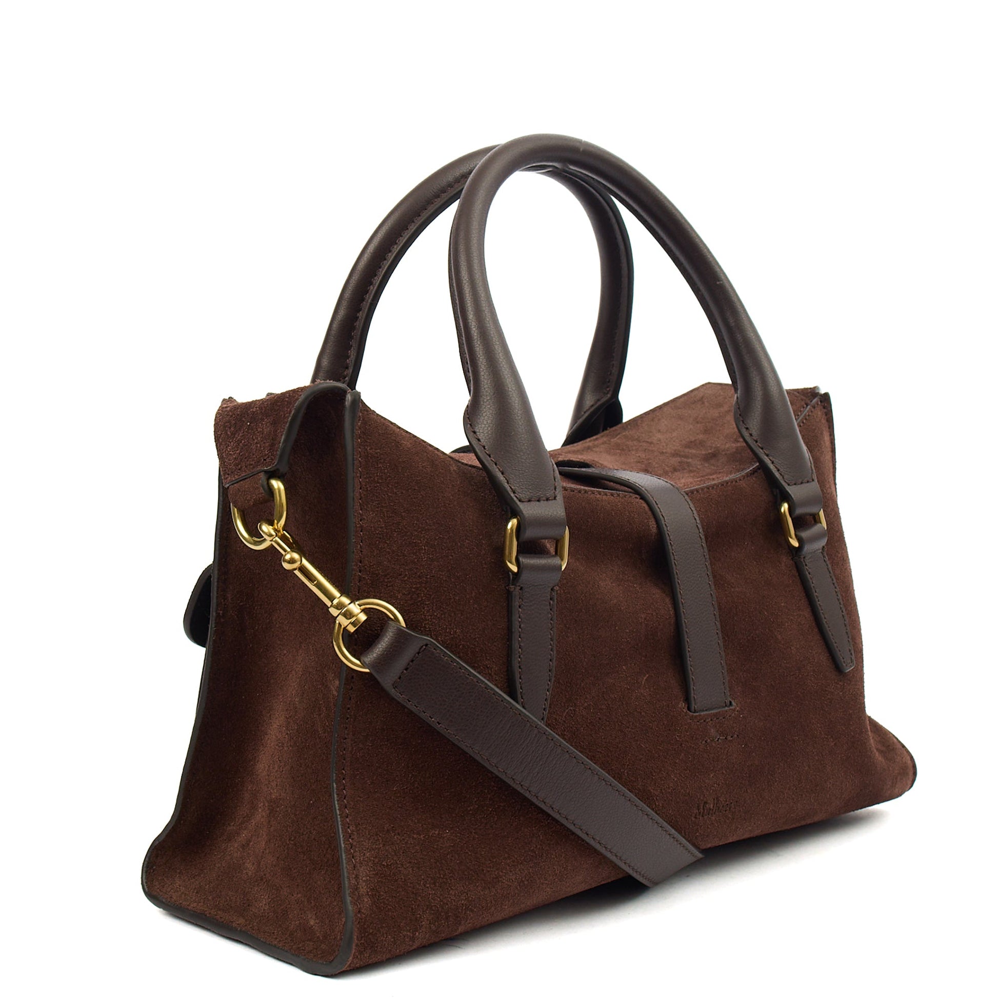 Mulberry Top Handle Roxanne in Brown, Suede — Top View