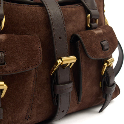 Mulberry Top Handle Roxanne in Brown, Suede — Side View