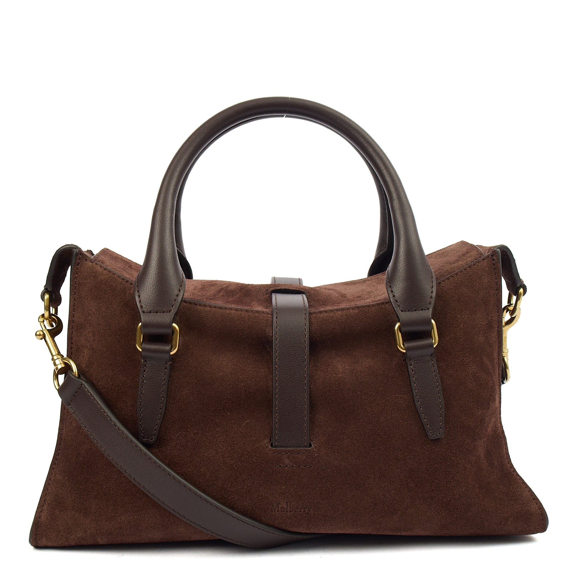 Mulberry Top Handle Roxanne in Brown, Suede — Back View