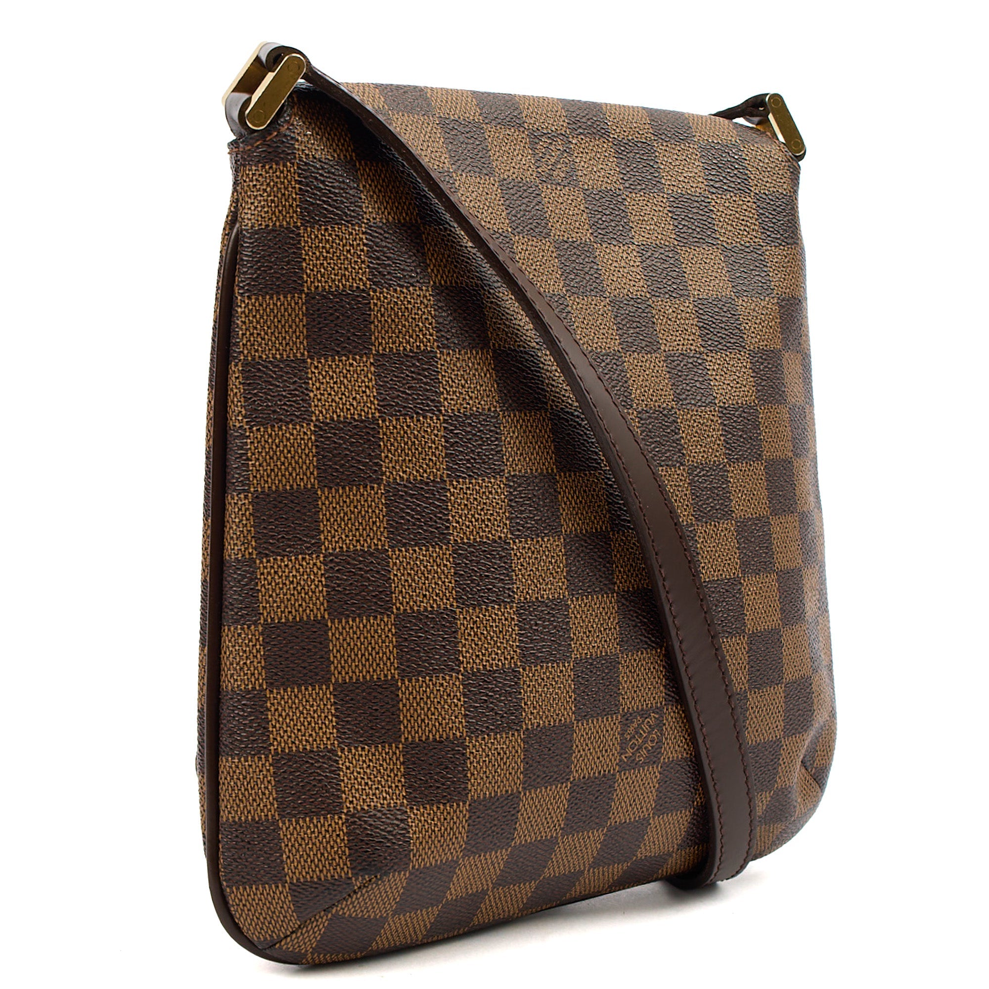 Louis Vuitton Cross Body Musette Salsa PM in Damier Ebene, Canvas — Back View