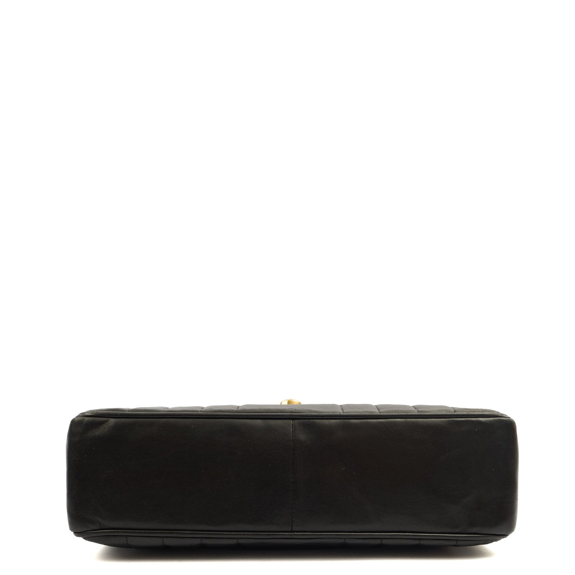 Chanel Shoulder Bag Maxi Jumbo XL in Black, Leather — Top View