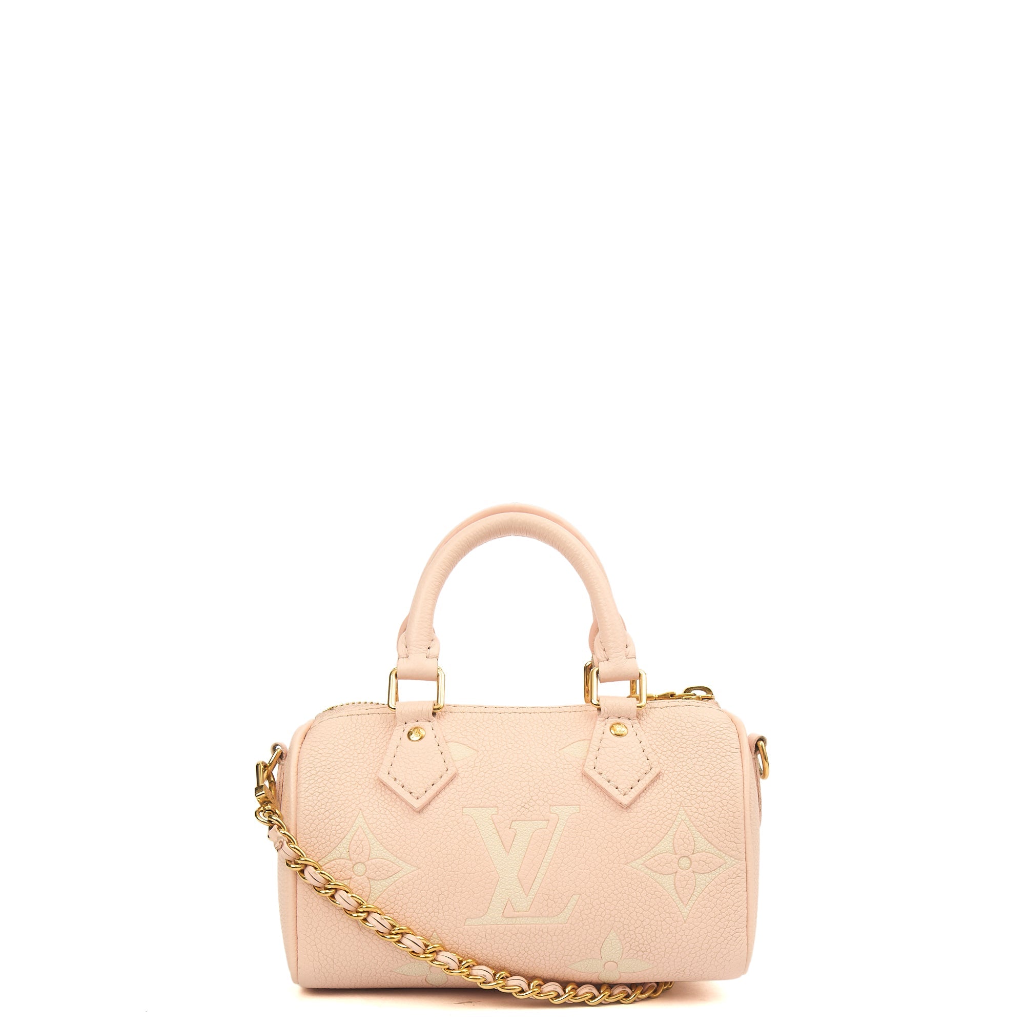 Louis Vuitton Cross Body Speedy - Nano in Pink, Empreinte Leather — Front View