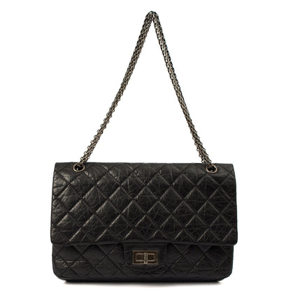 Chanel Shoulder Bag 2.55 Reissue - Medium in Black, Crinkled Calfskin Leather — Lifestyle View