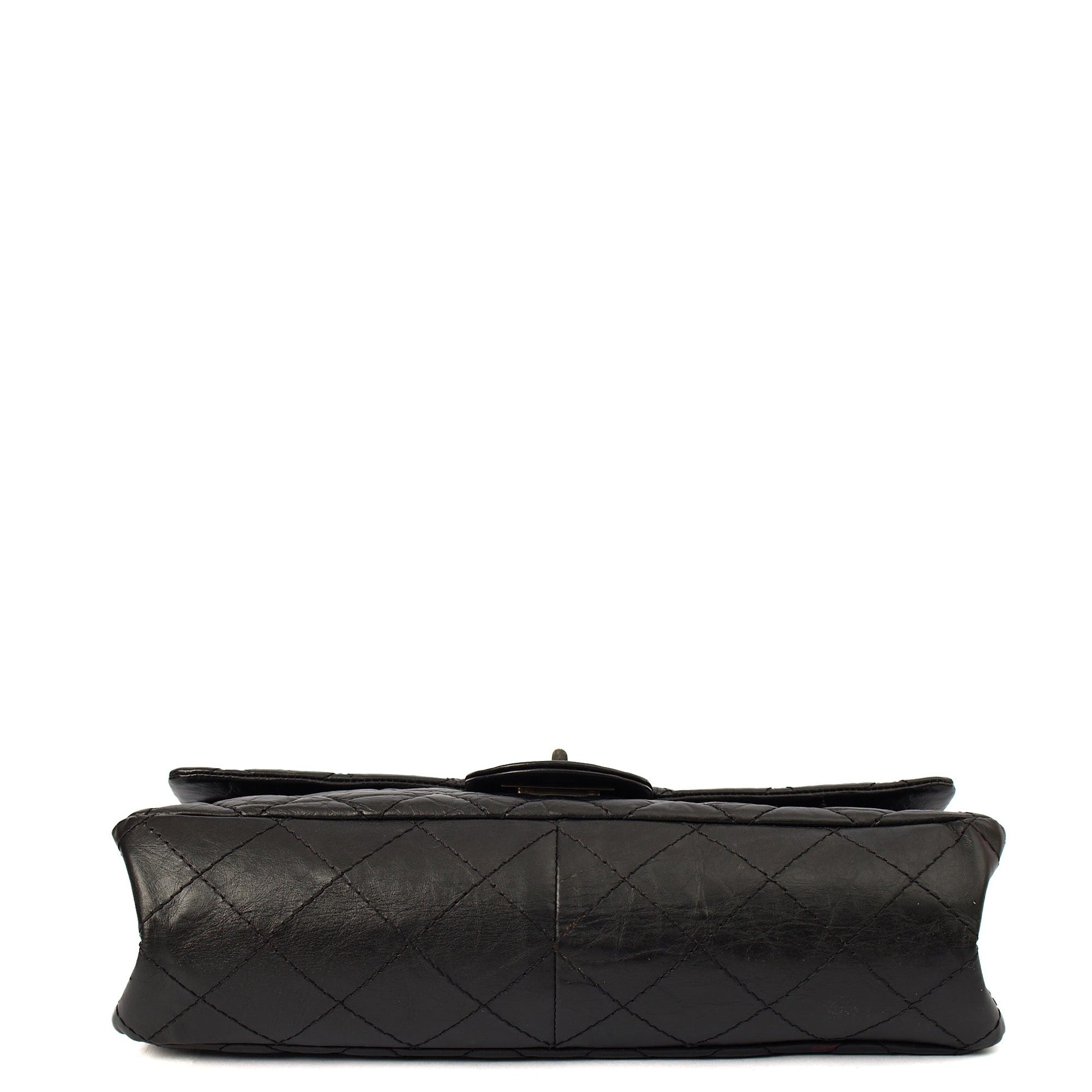 Chanel Shoulder Bag 2.55 Reissue - Medium in Black, Crinkled Calfskin Leather — Detail View