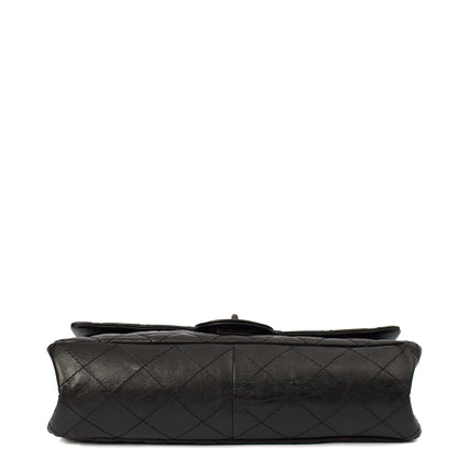 Chanel Shoulder Bag 2.55 Reissue - Medium in Black, Crinkled Calfskin Leather — Detail View