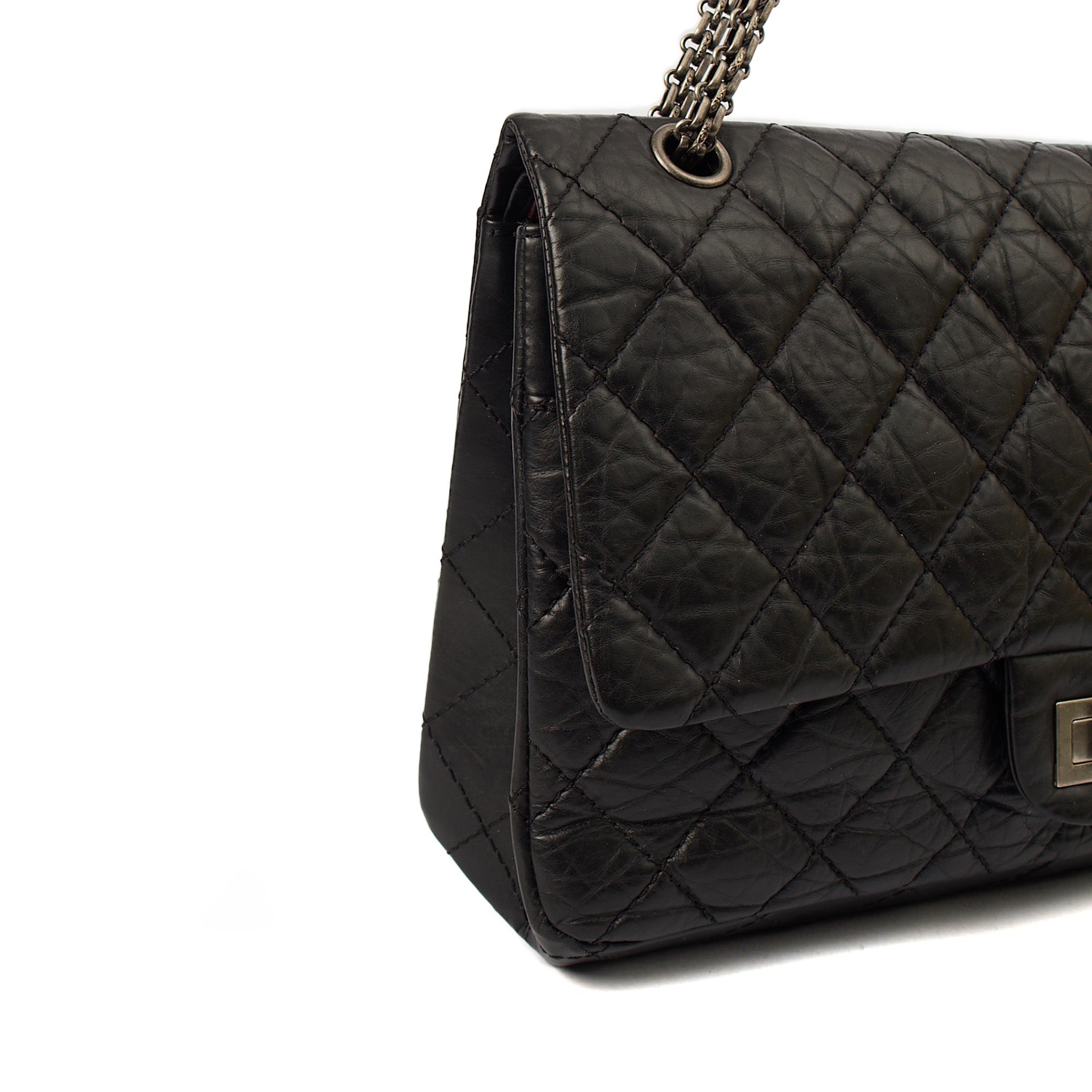 Chanel Shoulder Bag 2.55 Reissue - Medium in Black, Crinkled Calfskin Leather — Alternate View 9