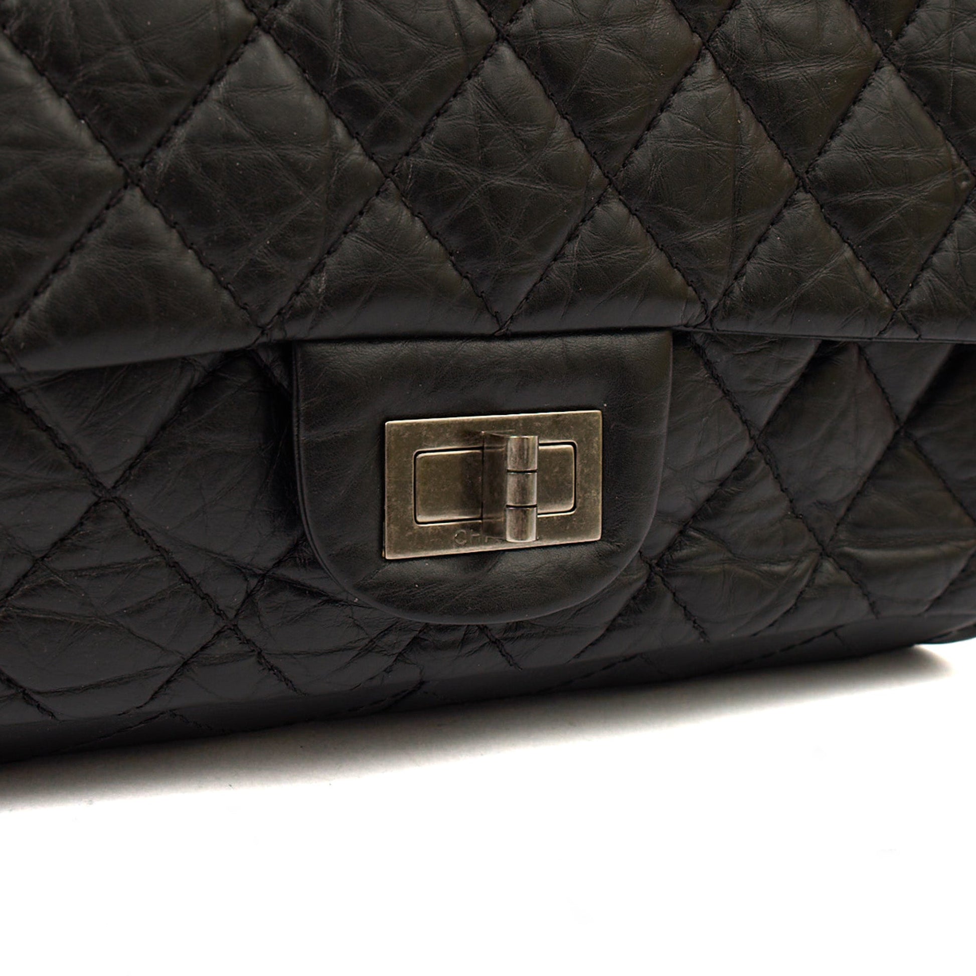 Chanel Shoulder Bag 2.55 Reissue - Medium in Black, Crinkled Calfskin Leather — Alternate View 8
