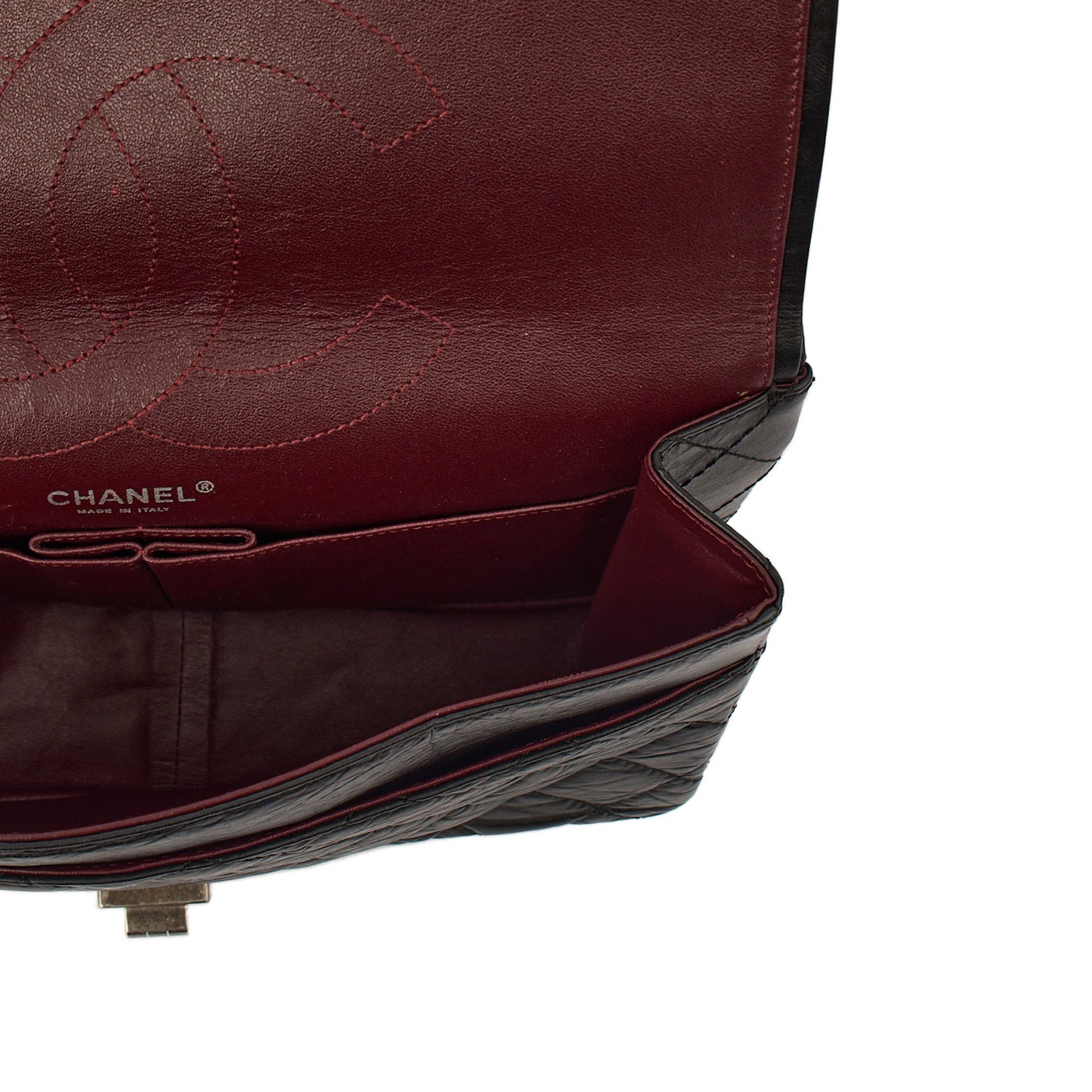 Chanel Shoulder Bag 2.55 Reissue - Medium in Black, Crinkled Calfskin Leather — Alternate View 11