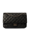 Chanel Shoulder Bag 2.55 Reissue - Medium in Black, Crinkled Calfskin Leather — Front View