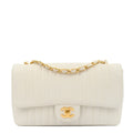 Chanel Chain Flap Bag in White, Caviar Leather with Gold Hardware — Front View