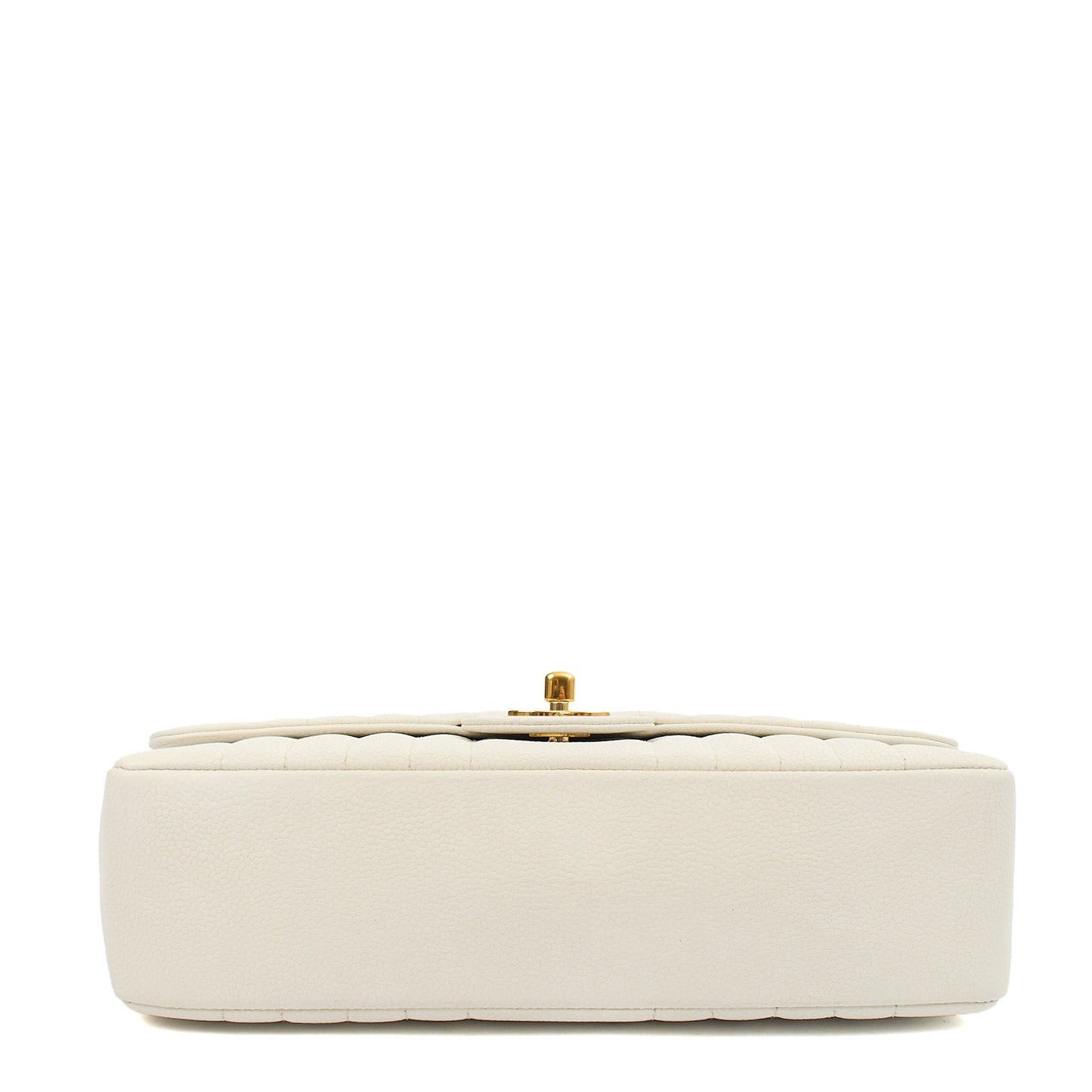 Chanel Chain Flap Bag in White, Caviar Leather with Gold Hardware — Alternate View 16