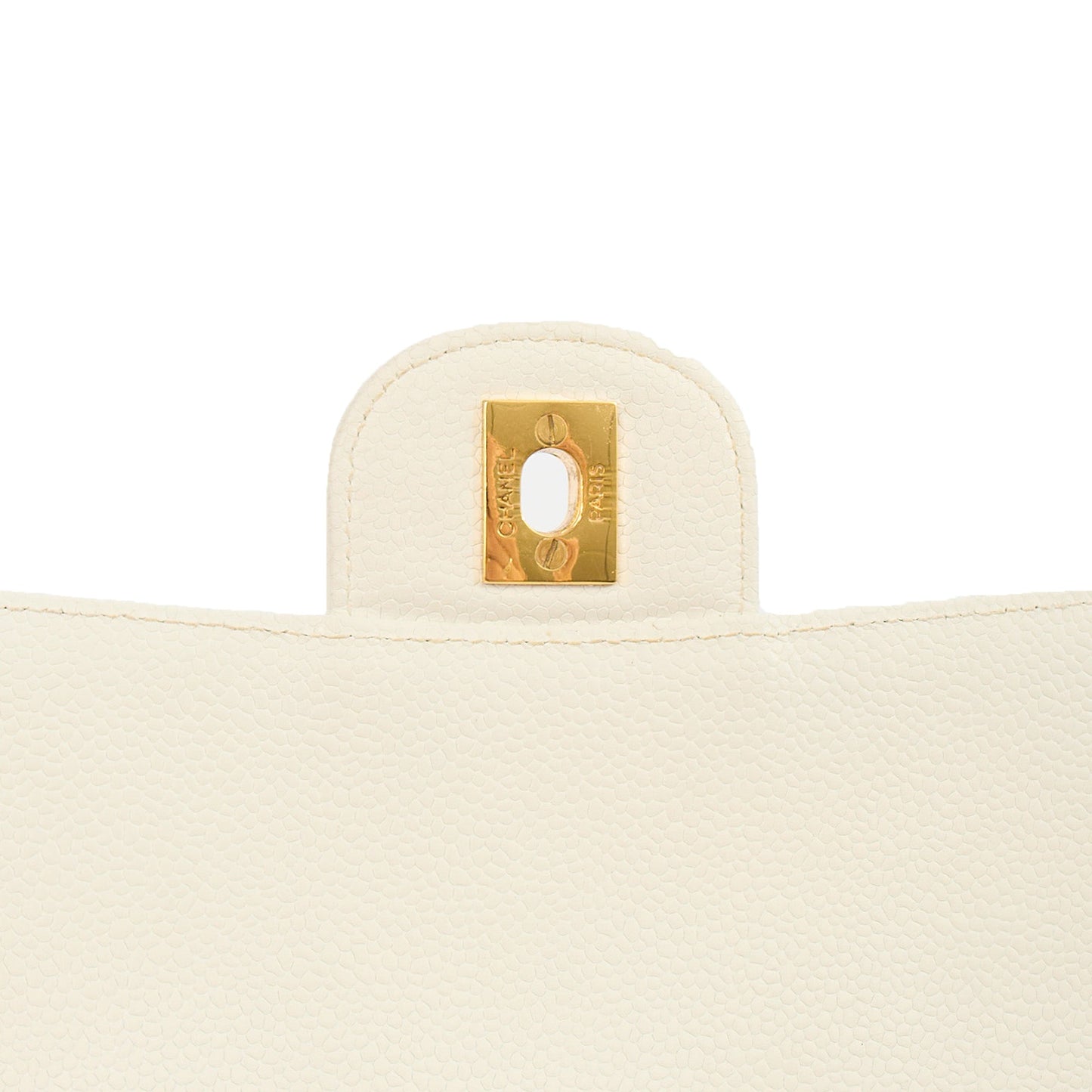 Chanel Chain Flap Bag in White, Caviar Leather with Gold Hardware — Alternate View 7