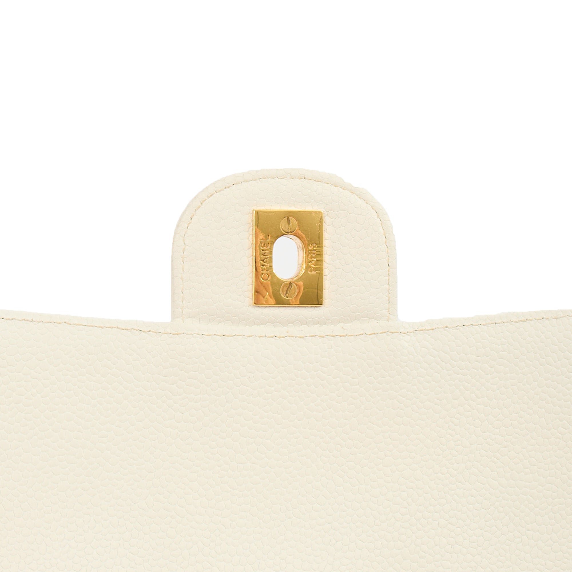 Chanel Chain Flap Bag in White, Caviar Leather with Gold Hardware — Alternate View 7