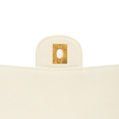 Chanel Chain Flap Bag in White, Caviar Leather with Gold Hardware — Alternate View 7