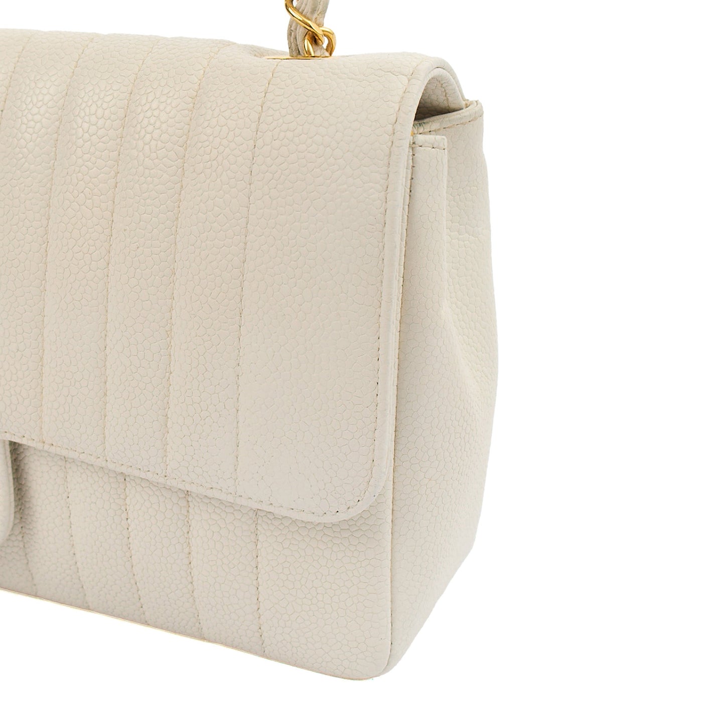 Chanel Chain Flap Bag in White, Caviar Leather with Gold Hardware — Lifestyle View