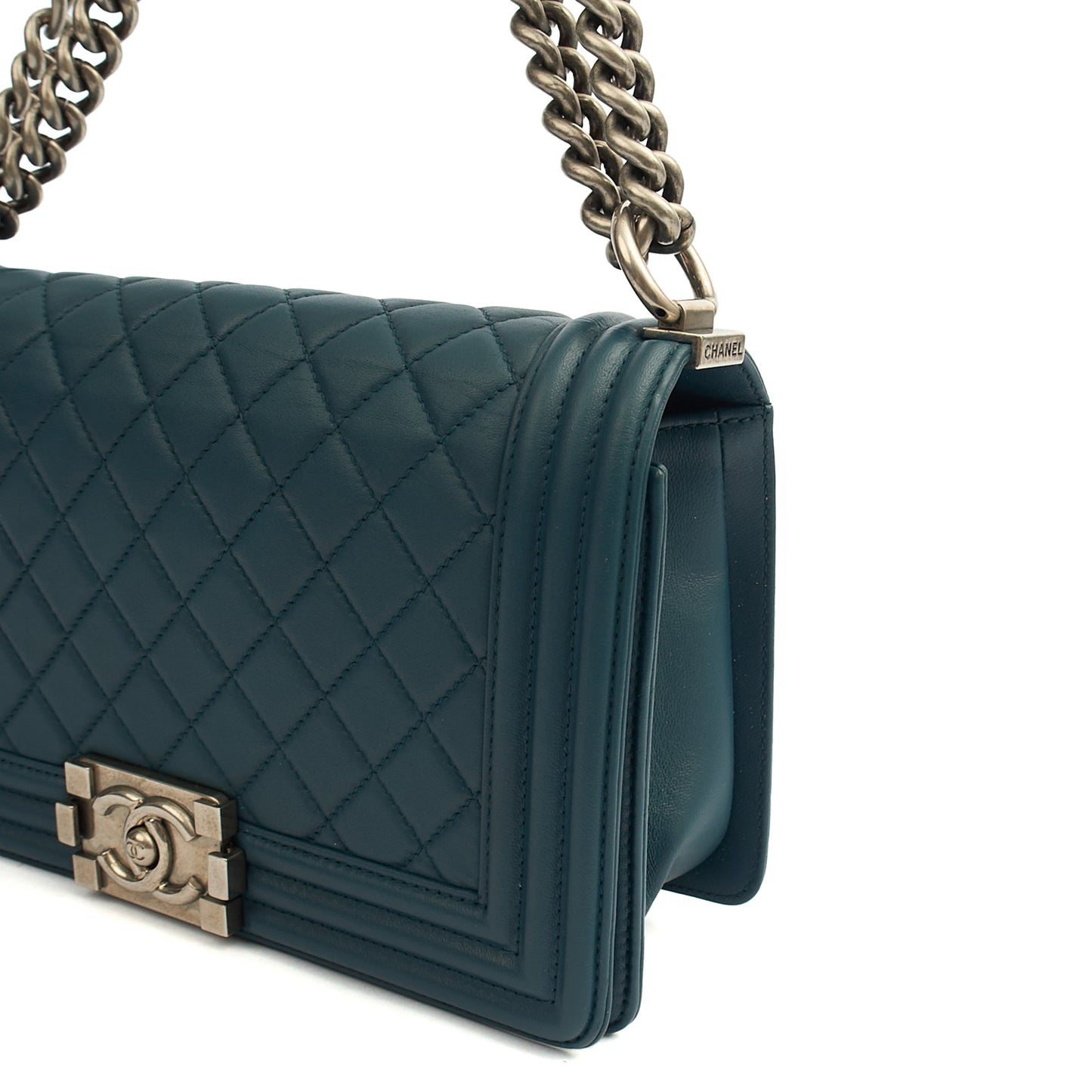 Chanel Shoulder Bag Boy - Medium in Blue, Leather — Alternate View 15