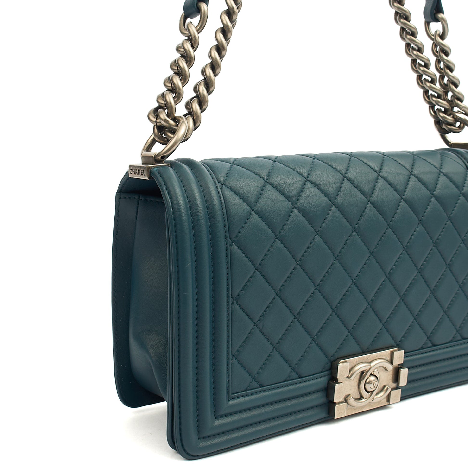 Chanel Shoulder Bag Boy - Medium in Blue, Leather — Alternate View 27