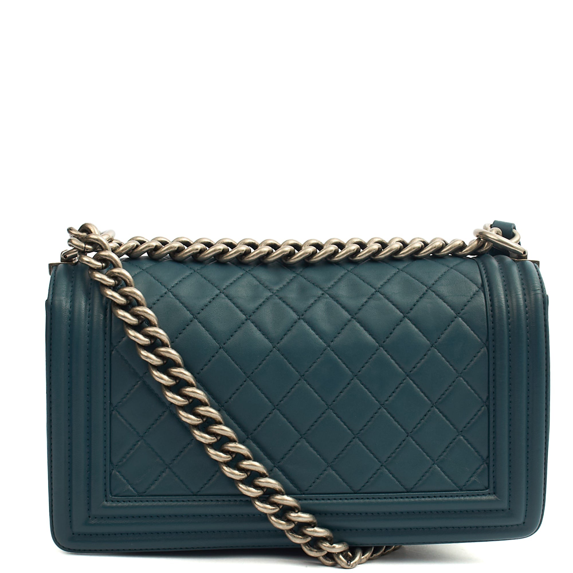 Chanel Shoulder Bag Boy - Medium in Blue, Leather — Alternate View 13