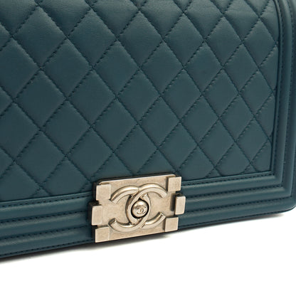 Chanel Shoulder Bag Boy - Medium in Blue, Leather — Alternate View 9