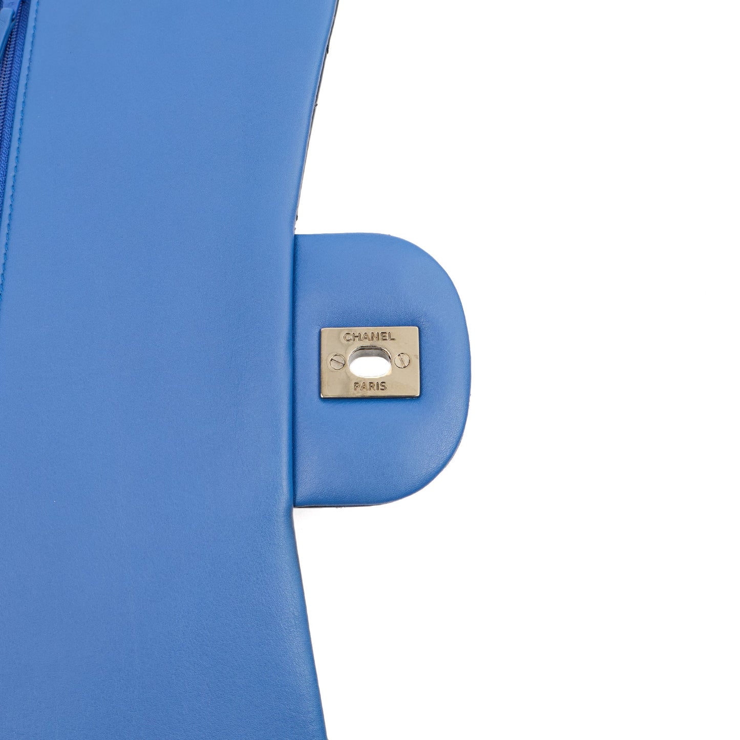 Chanel Shoulder Bag Classic Double Flap - Medium in Blue, Patent Leather — Alternate View 8