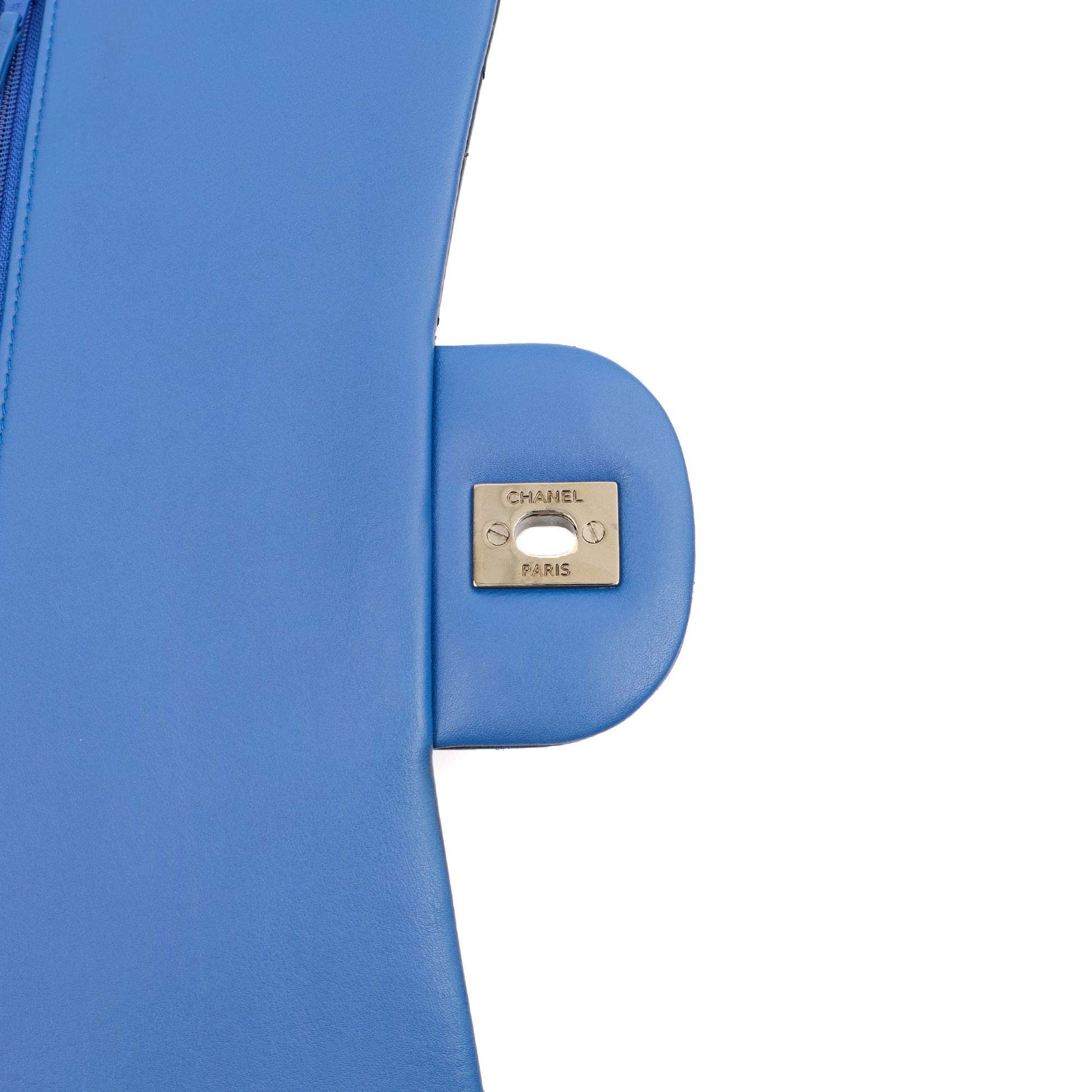 Chanel Shoulder Bag Classic Double Flap - Medium in Blue, Patent Leather — Alternate View 8