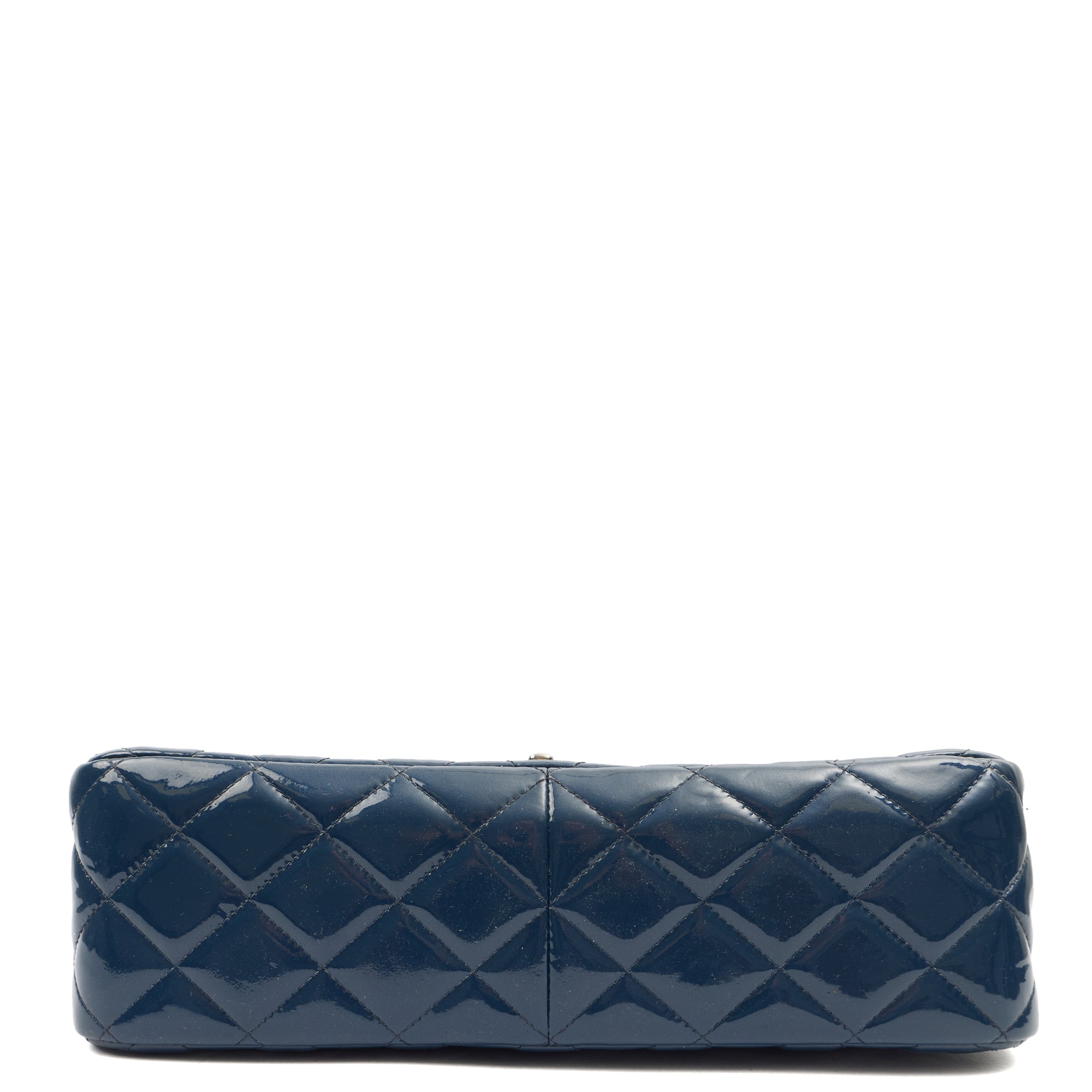 Chanel Shoulder Bag Classic Double Flap - Medium in Blue, Patent Leather — Top View
