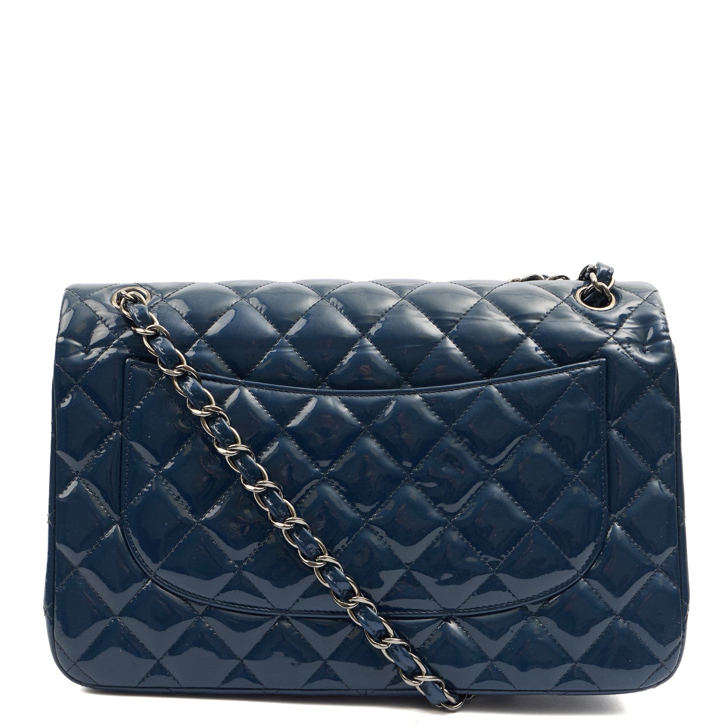 Chanel Shoulder Bag Classic Double Flap - Medium in Blue, Patent Leather — Alternate View 12