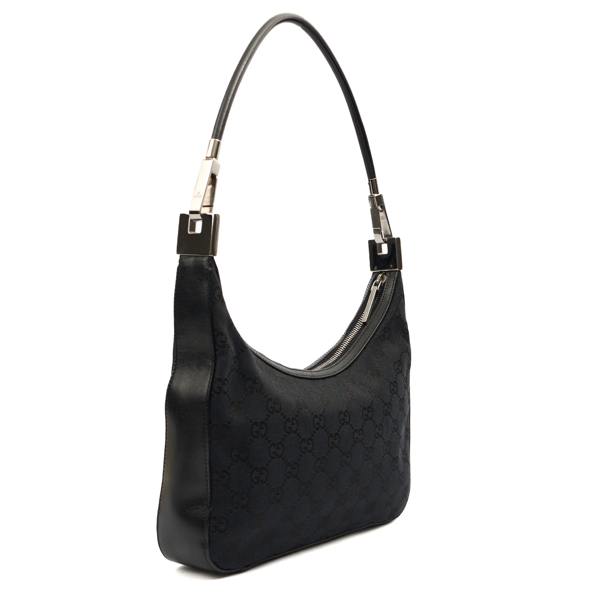 Gucci Shoulder Bag Shoulder Bag in Black, GG Canvas — Back View