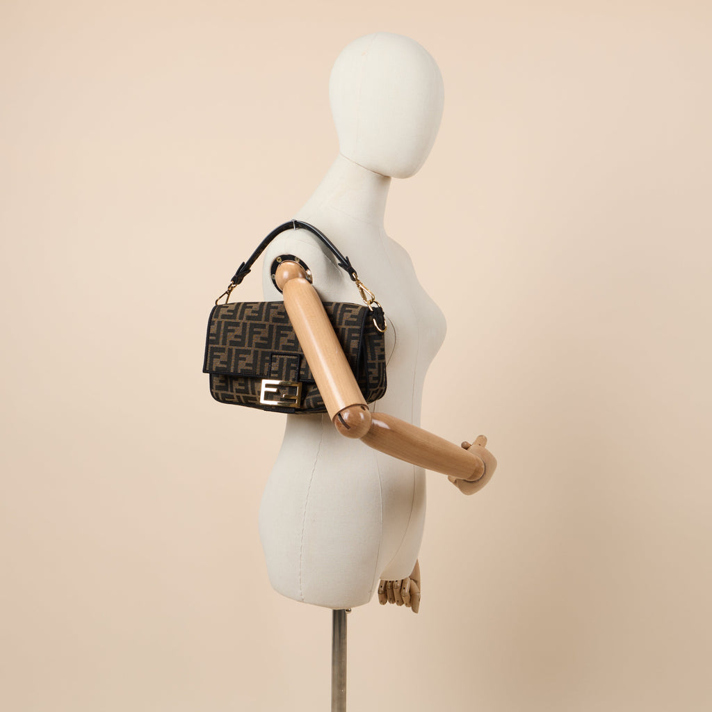 Fendi Cross Body Baguette in Zucca FF, Canvas — Side View