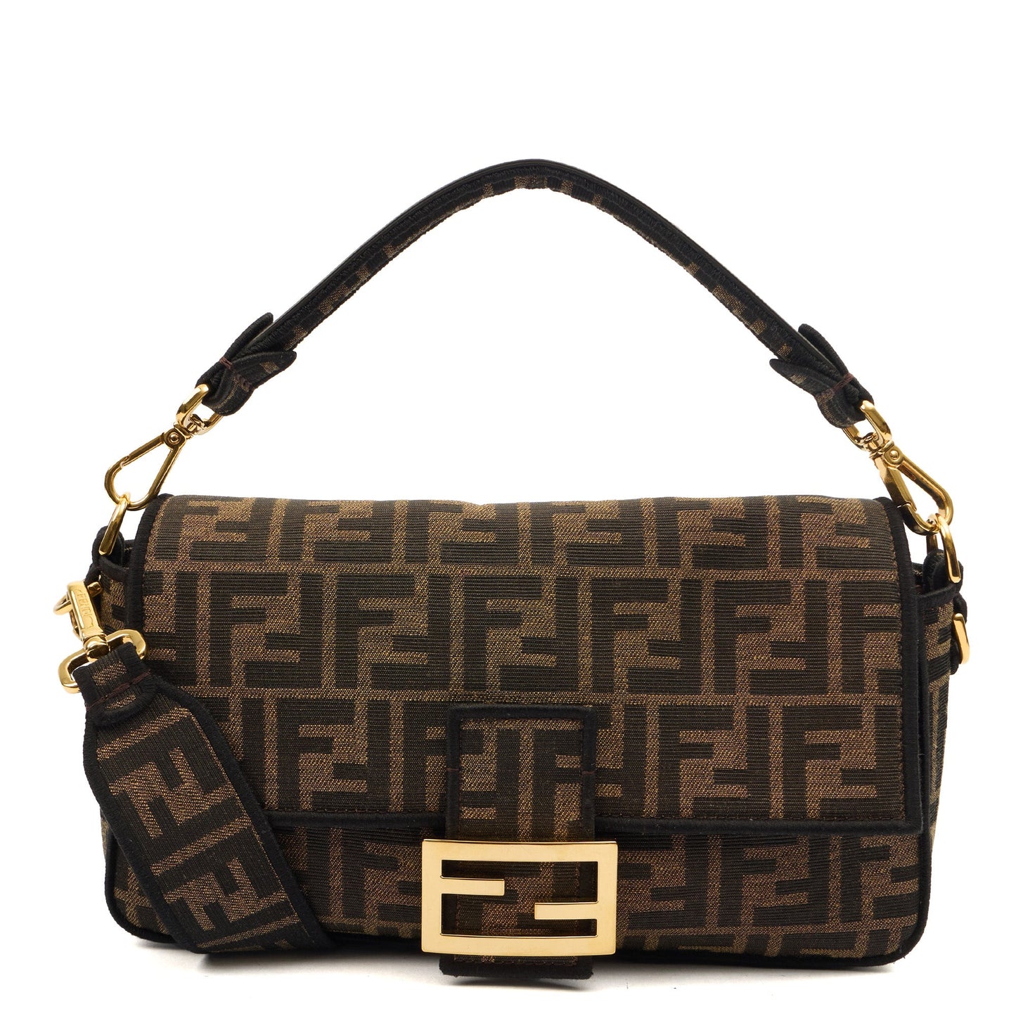 Fendi Cross Body Baguette in Zucca FF, Canvas — Front View